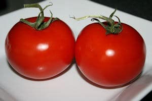 two-tomatoes Firm but not over-ripe tomatoes.