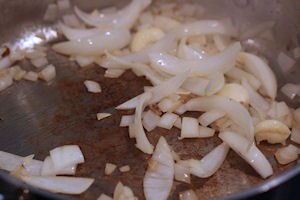 onion and garlic Ignore the diced onion, one of the kids was talking to me and auto-pilot took over, you really only want sliced for this recipe.