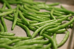 Spread Green Beans on a Baking Sheet