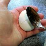 Classic Macaroni Salad - crack shell all over with spoon tap shell with metal spoon to crackle the shell