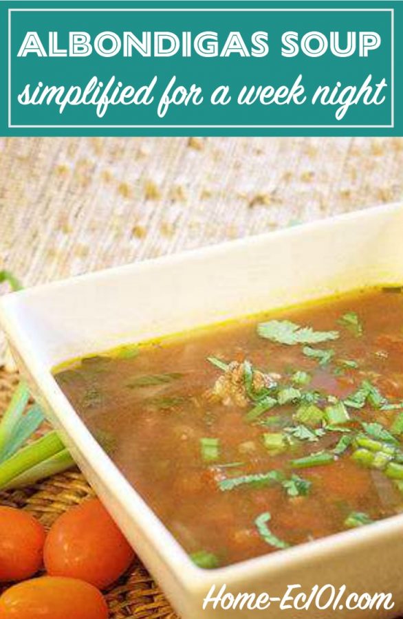 Albondigas soup simplified into an easy weeknight meal. This has all of the same ingredients, but without the work of the meatballs.