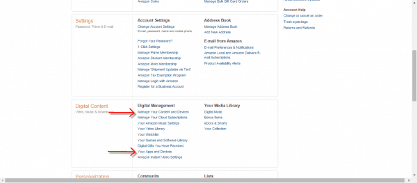 Amazon manage devices